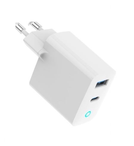 Ładowarka USB-A/C GaN LED 65W PD QC3.0 biała Gembird