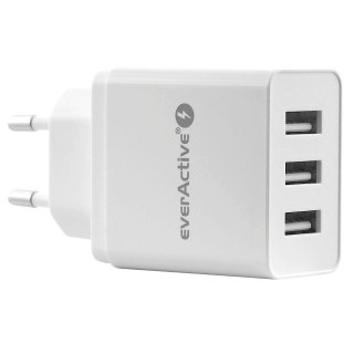 Ładowarka sieciowa 3x USB 3,4A Iq smart charging Biała EverActive