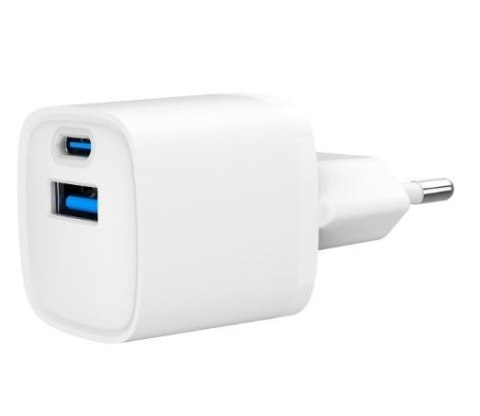 Mini-ładowarka USB-A USB-C 20W PD QC3.0 biała Gembird