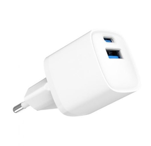 Mini-ładowarka USB-A USB-C 20W PD QC3.0 biała Gembird