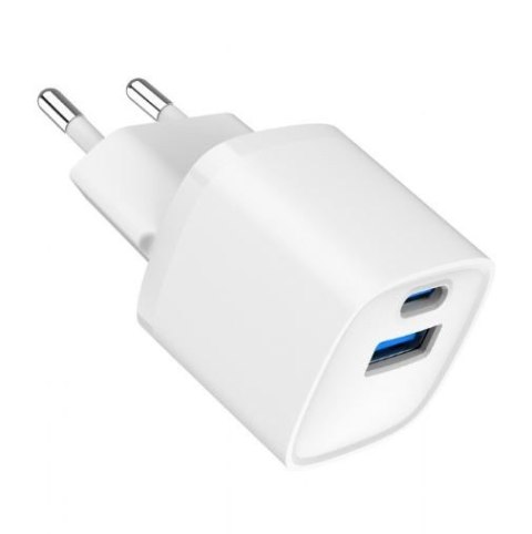 Mini-ładowarka USB-A USB-C 20W PD QC3.0 biała Gembird