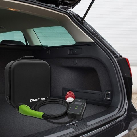 Mobilna ładowarka do samochodu elektrycznego EV z regulacją 2w1 Typ2 | 11kW | CEE 5 PIN | WiFi | LCD | 3 fazy | Przenona | Wal Qoltec