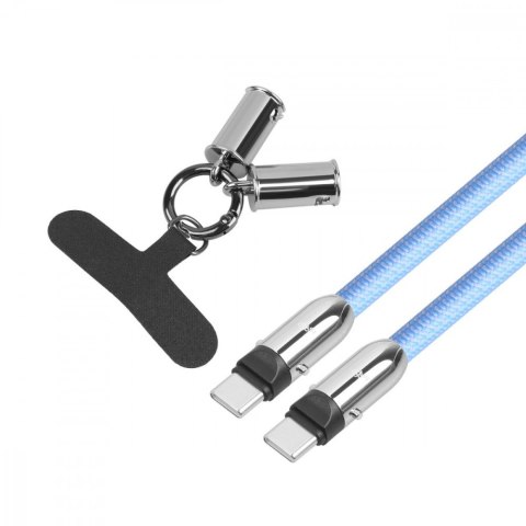 Kabel 2w1 USB C smycz 1m błękitny TB