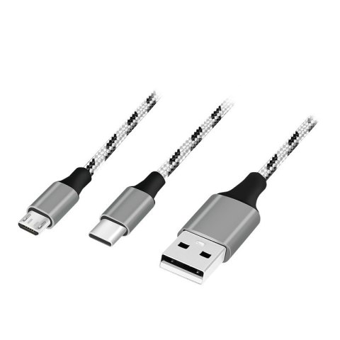 Kabel USB2.0 A/M do micro USB + USB-C, 1.2m LogiLink