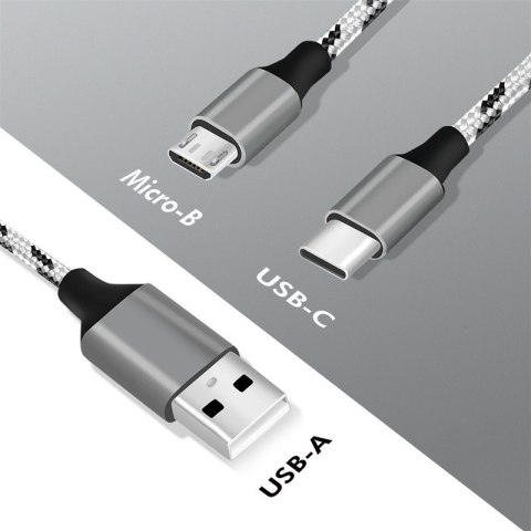 Kabel USB2.0 A/M do micro USB + USB-C, 1.2m LogiLink