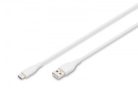 Kabel połączeniowy silikonowy USB-A - USB-C, USB 2.0 60W, 0,5m Biały Digitus