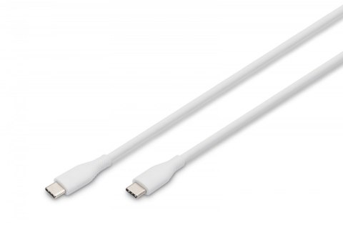 Kabel połączeniowy silikonowy USB-C - USB-C, USB 2.0 60W, 0,5m Biały Digitus