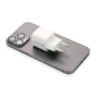 Ładowarka sieciowa GaN 1X USB, 1X USB-C 20W QC3.0 Biała EverActive
