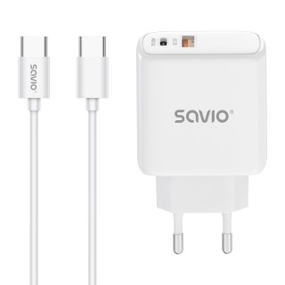Ładowarka sieciowa LA-10 30W Quick Charge Power Delivery 3.0 Biała + Kabel Savio