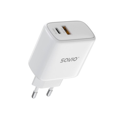 Ładowarka sieciowa LA-10 30W Quick Charge Power Delivery 3.0 Biała + Kabel Savio