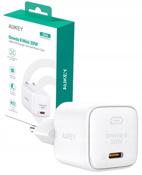 PA-B1L White Omnia II Mini ładowarka sieciowa 1xUSB-C PowerDelivery 30W 5A AUKEY