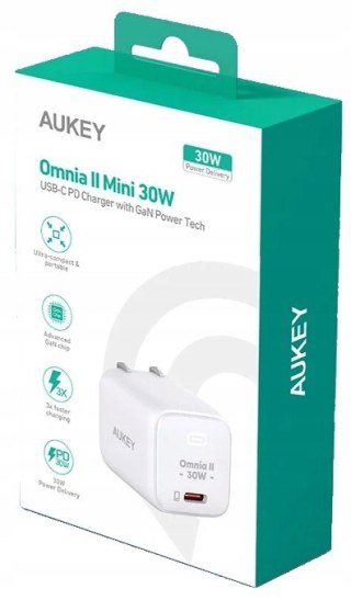 PA-B1L White Omnia II Mini ładowarka sieciowa 1xUSB-C PowerDelivery 30W 5A AUKEY