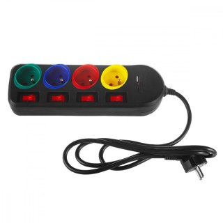 Przedłużacz 1,5m 250VAC 10A 4 gniazda MCE508 B Port USB-C Quick charge 2.0 IP20 Maclean