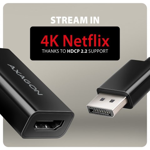 RVD-HI20N Adapter aktywny DisplayPort -> HDMI 1.4, 4K/60Hz, kabel 15cm AXAGON