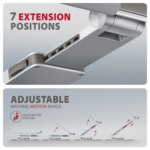 STND-LR Podstawa do laptopów aluminiowa 10-16" regulowane kąty nachylenia, obrót o 360 stopni AXAGON