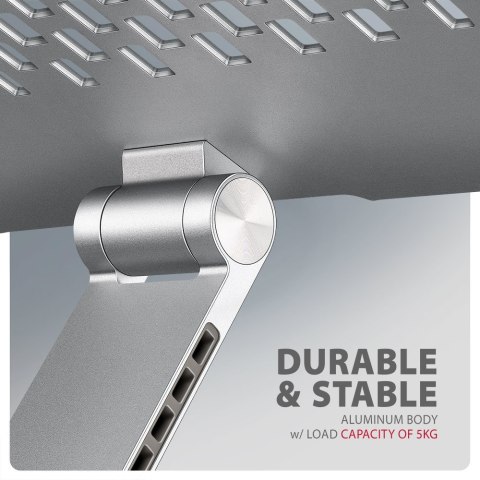 STND-LR Podstawa do laptopów aluminiowa 10-16" regulowane kąty nachylenia, obrót o 360 stopni AXAGON