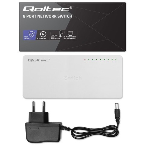 SWITCH przełącznik sieciowy 8 x port RJ45 | 100Mbps | Fast Ethernet | LAN Qoltec