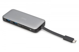 Stacja dokująca podróżna USB-C 7 portowa, max. 4K/60Hz z HDR, HDMI, USB-A 3.2 Gen1, Gigabit Ethernet, SD/Micro SD, PD 100W Digitus