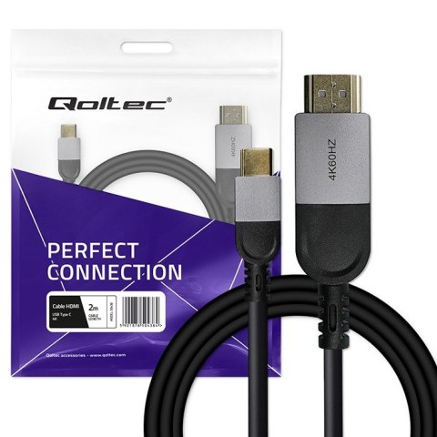 Kabel Adapter USB-C na HDMI high speed 4K | 60Hz | 32AWG | 2m Qoltec