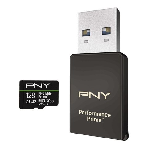 Karta pamięci microSDXC Elite Prime 128GB + adapter SD + czytnik USB-A PNY