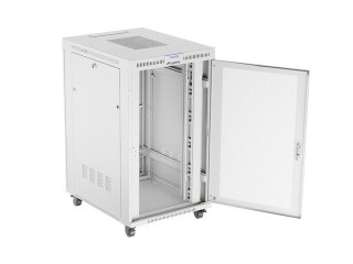 Szafa instalacyjna rack stojąca 19 cali 27U 800x1000 drzwi perforowane LCD szara (Flat pack) Lanberg