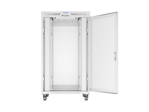 Szafa instalacyjna rack stojąca 19 cali 27U 800x1000 drzwi perforowane LCD szara (Flat pack) Lanberg
