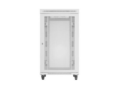 Szafa instalacyjna rack stojąca 19 cali 27U 800x1000 drzwi perforowane LCD szara (Flat pack) Lanberg