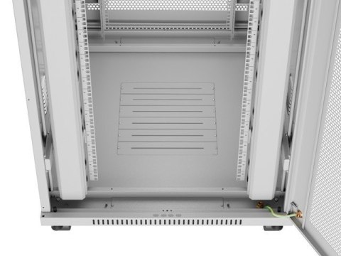 Szafa instalacyjna rack stojąca 19 cali 27U 800x1000 drzwi perforowane LCD szara (Flat pack) Lanberg