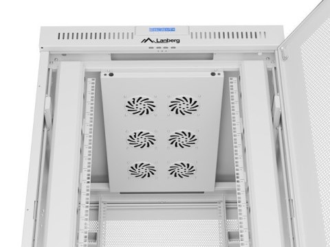 Szafa instalacyjna rack stojąca 19 cali 27U 800x1000 drzwi perforowane LCD szara (Flat pack) Lanberg