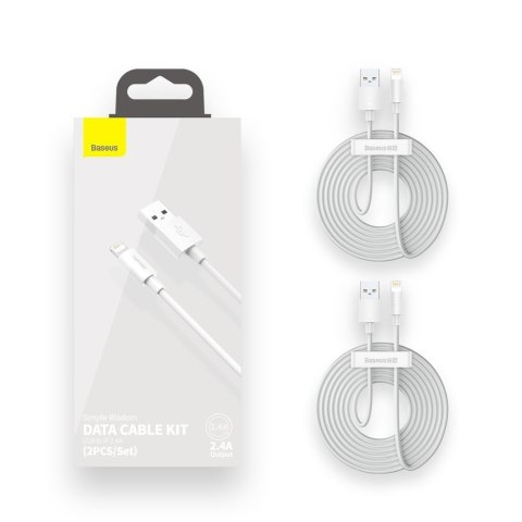 2x kabel USB Iphone Lightning szybkie ładowanie Power Delivery 1.5 m biały BASEUS