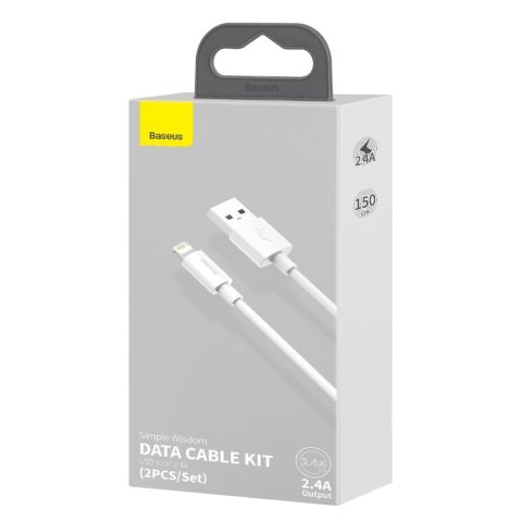 2x kabel USB Iphone Lightning szybkie ładowanie Power Delivery 1.5 m biały BASEUS