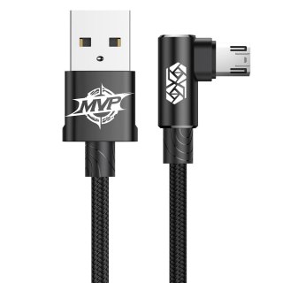 Kabel przewód dwustronny kątowy MVP z bocznym wtykiem microUSB 2m 1.5A czarny BASEUS