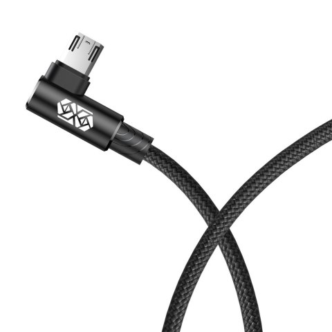 Kabel przewód dwustronny kątowy MVP z bocznym wtykiem microUSB 2m 1.5A czarny BASEUS