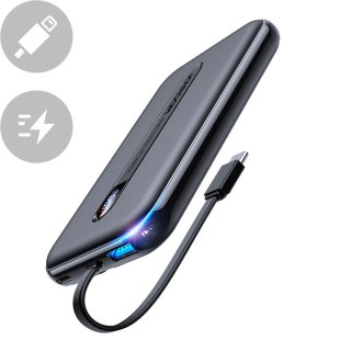 Powerbank 10000mAh 20W Quick Charge USB USB-C wbudowany kabel USB-C czarny JOYROOM