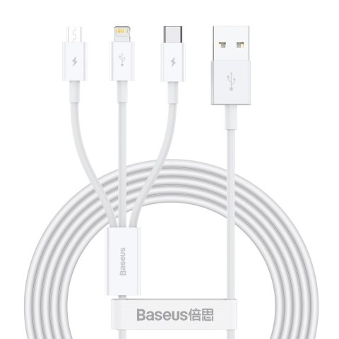 Superior 3w1 kabel USB Iphone Lightning USB-C microUSB 3.5 A 1.5 m Biały BASEUS