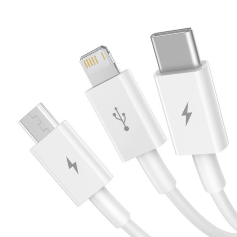 Superior 3w1 kabel USB Iphone Lightning USB-C microUSB 3.5 A 1.5 m Biały BASEUS