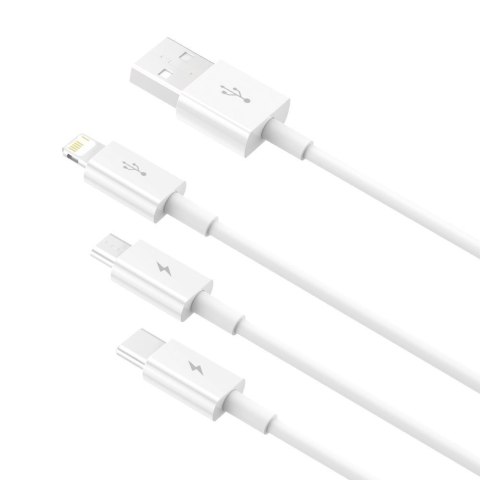 Superior 3w1 kabel USB Iphone Lightning USB-C microUSB 3.5 A 1.5 m Biały BASEUS