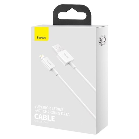 Superior kabel przewód USB Iphone Lightning 2.4A 2m Biały BASEUS