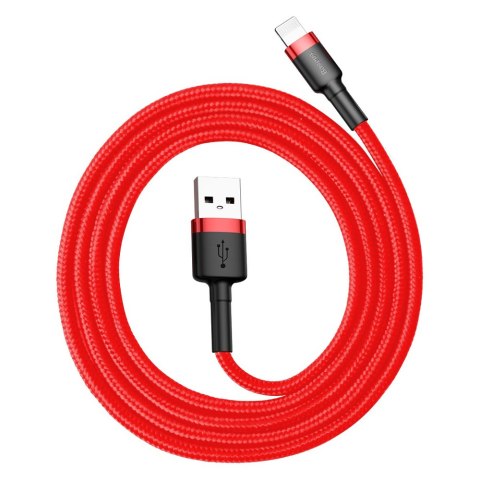 Wytrzymały elastyczny kabel przewód USB Iphone Lightning QC3.0 2.4A 1M czerwony BASEUS