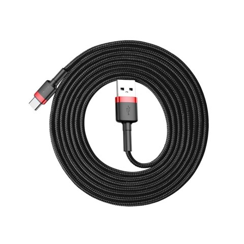 Wytrzymały elastyczny kabel przewód USB USB-C QC3.0 2A 2M czarno-czerwony BASEUS