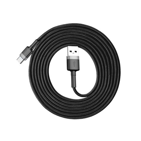 Wytrzymały elastyczny kabel przewód USB USB-C QC3.0 2A 2M czarno-szary BASEUS