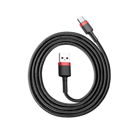 Wytrzymały elastyczny kabel przewód USB USB-C QC3.0 3A 1M czarno-czerwony BASEUS