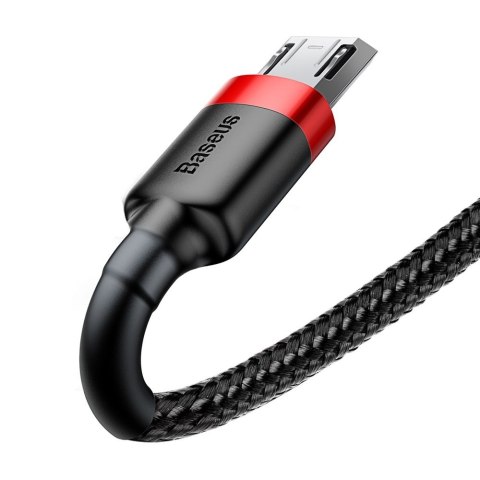 Wytrzymały elastyczny kabel przewód USB microUSB 1.5A 2M czarno-czerwony BASEUS