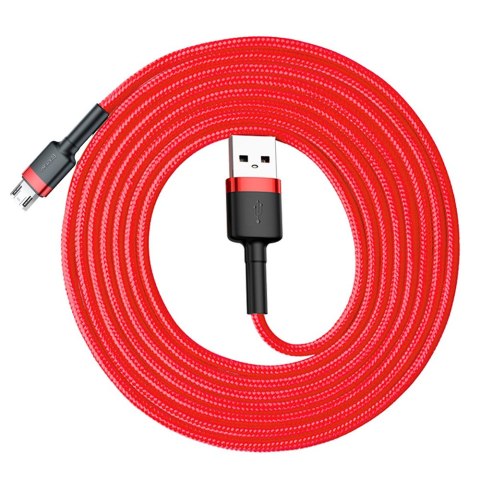 Wytrzymały elastyczny kabel przewód USB microUSB 1.5A 2M czerwony BASEUS