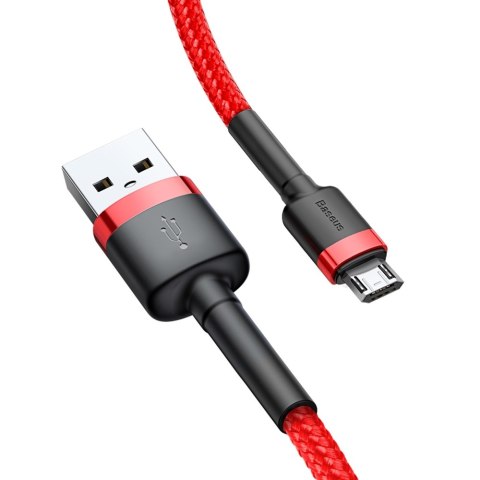 Wytrzymały elastyczny kabel przewód USB microUSB 1.5A 2M czerwony BASEUS