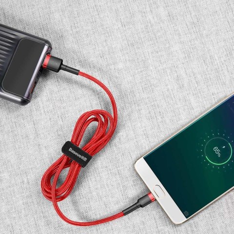 Wytrzymały elastyczny kabel przewód USB microUSB 1.5A 2M czerwony BASEUS