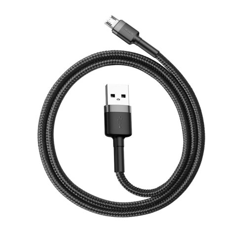 Wytrzymały elastyczny kabel przewód USB microUSB QC3.0 2.4A 0.5M czarno-szary BASEUS