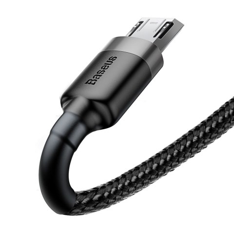 Wytrzymały elastyczny kabel przewód USB microUSB QC3.0 2.4A 0.5M czarno-szary BASEUS