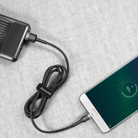 Wytrzymały elastyczny kabel przewód USB microUSB QC3.0 2.4A 0.5M czarno-szary BASEUS