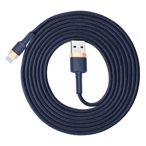 Wytrzymały nylonowy kabel przewód USB Iphone Lightning QC3.0 1.5A 2M niebieski BASEUS